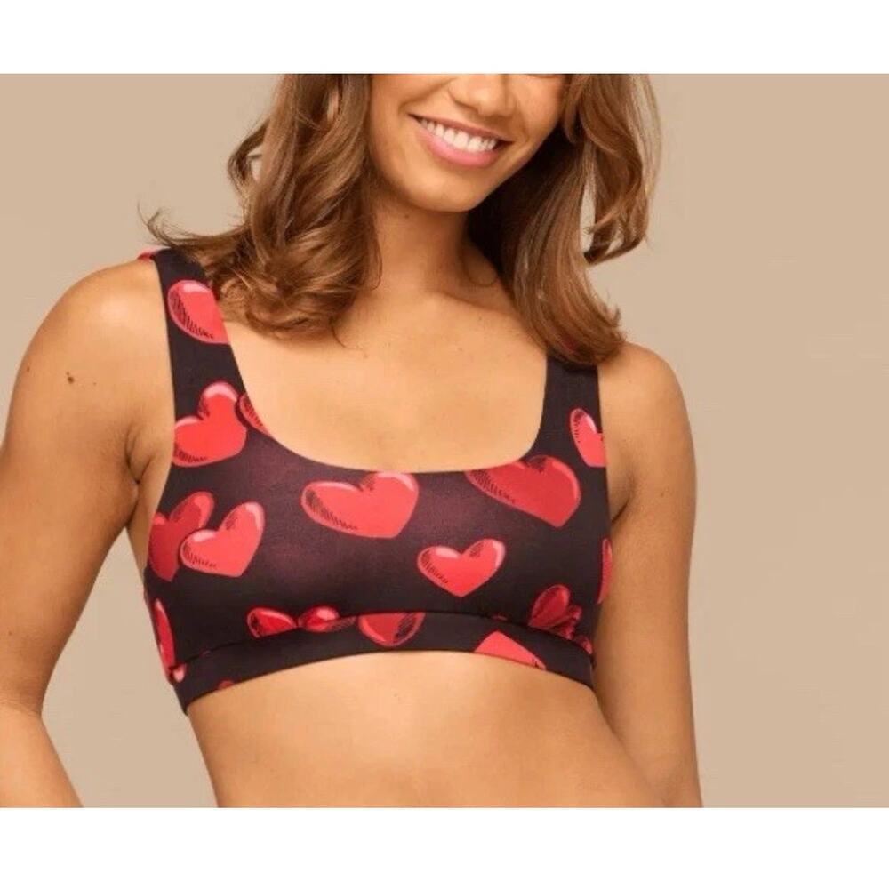 MeUndies Feel Free Square Neck Bralette Bundle – Heart Print & Purple SZ SM